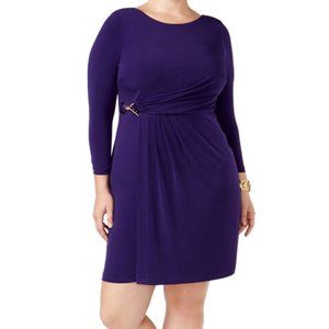NEW Calvin Klein Plus Faux-Wrap Buckle Dress